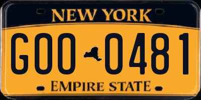 NY license plate GOO0481