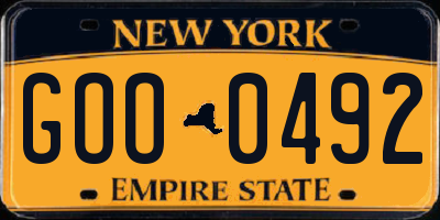 NY license plate GOO0492