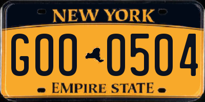 NY license plate GOO0504