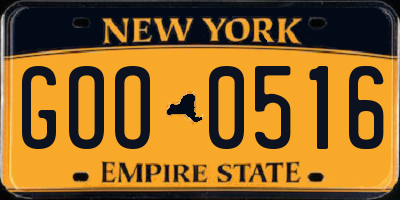 NY license plate GOO0516