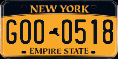 NY license plate GOO0518