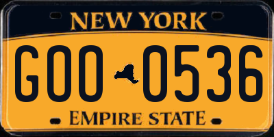 NY license plate GOO0536