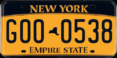 NY license plate GOO0538