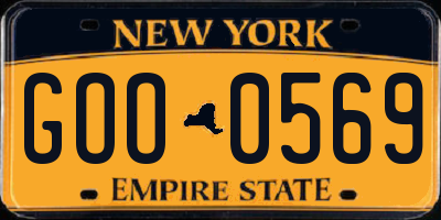 NY license plate GOO0569