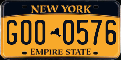 NY license plate GOO0576