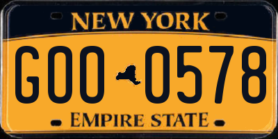 NY license plate GOO0578
