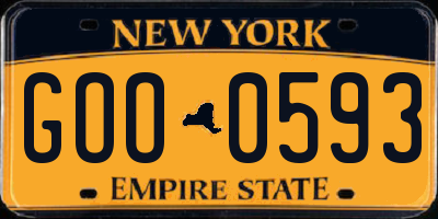 NY license plate GOO0593