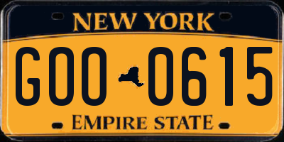 NY license plate GOO0615