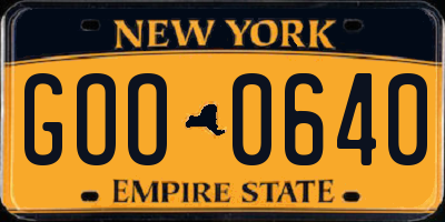 NY license plate GOO0640