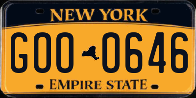NY license plate GOO0646