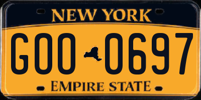 NY license plate GOO0697