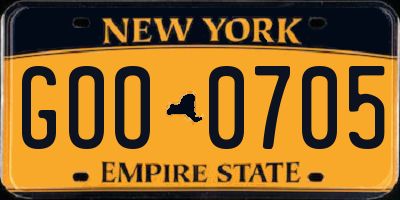 NY license plate GOO0705