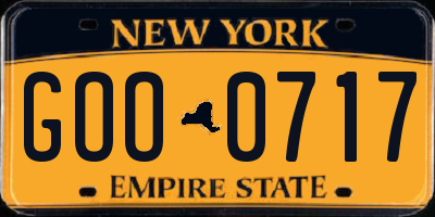 NY license plate GOO0717