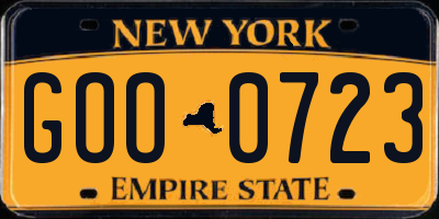 NY license plate GOO0723