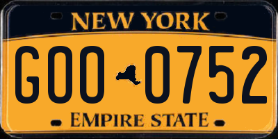 NY license plate GOO0752