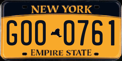 NY license plate GOO0761