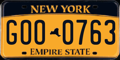 NY license plate GOO0763