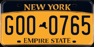NY license plate GOO0765
