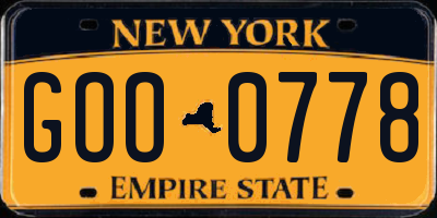 NY license plate GOO0778