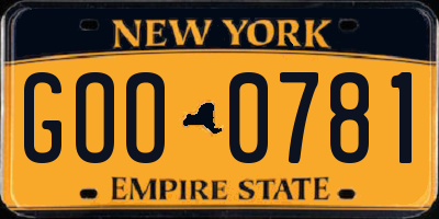 NY license plate GOO0781