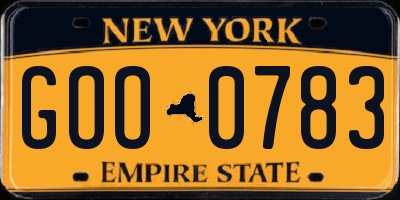 NY license plate GOO0783