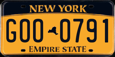 NY license plate GOO0791