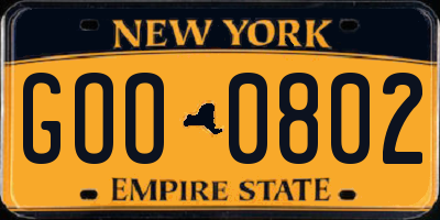 NY license plate GOO0802