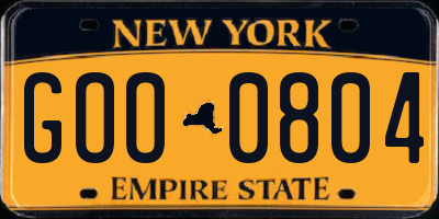NY license plate GOO0804