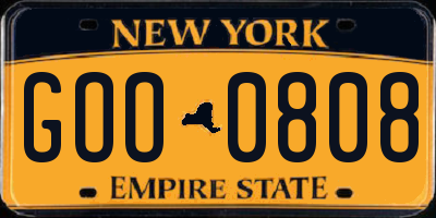 NY license plate GOO0808