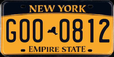 NY license plate GOO0812