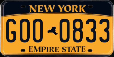 NY license plate GOO0833