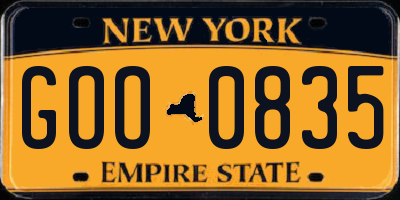 NY license plate GOO0835