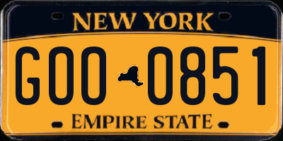 NY license plate GOO0851