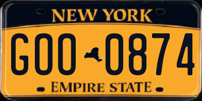 NY license plate GOO0874