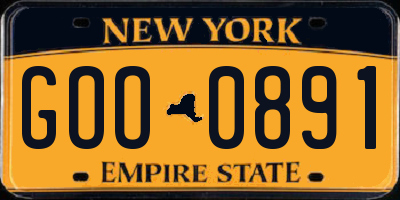 NY license plate GOO0891