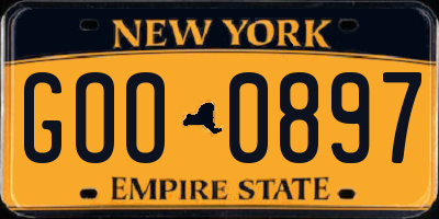 NY license plate GOO0897