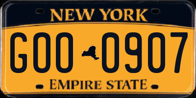 NY license plate GOO0907