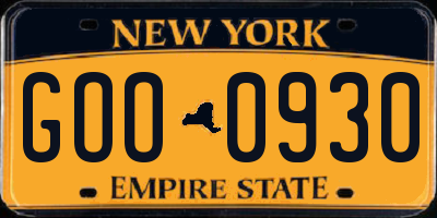 NY license plate GOO0930