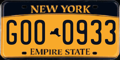 NY license plate GOO0933