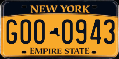 NY license plate GOO0943