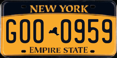 NY license plate GOO0959