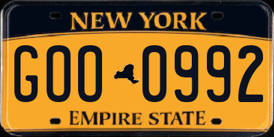 NY license plate GOO0992