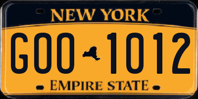 NY license plate GOO1012
