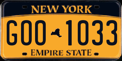 NY license plate GOO1033