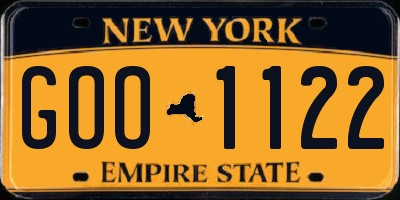 NY license plate GOO1122