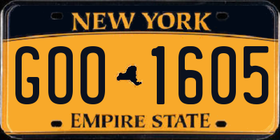 NY license plate GOO1605
