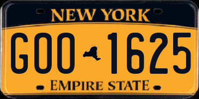NY license plate GOO1625