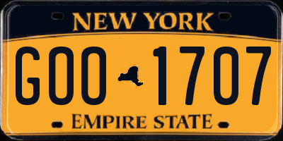 NY license plate GOO1707