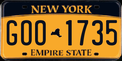 NY license plate GOO1735