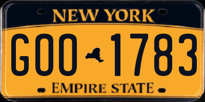 NY license plate GOO1783